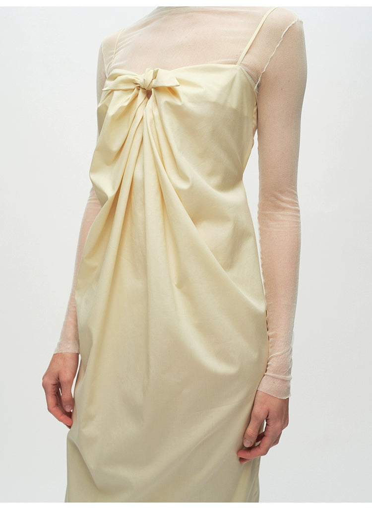 Yellow Tie Knot Suspender Dress