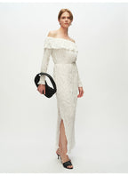Off Shoulder Long Sleeve Maxi Dress