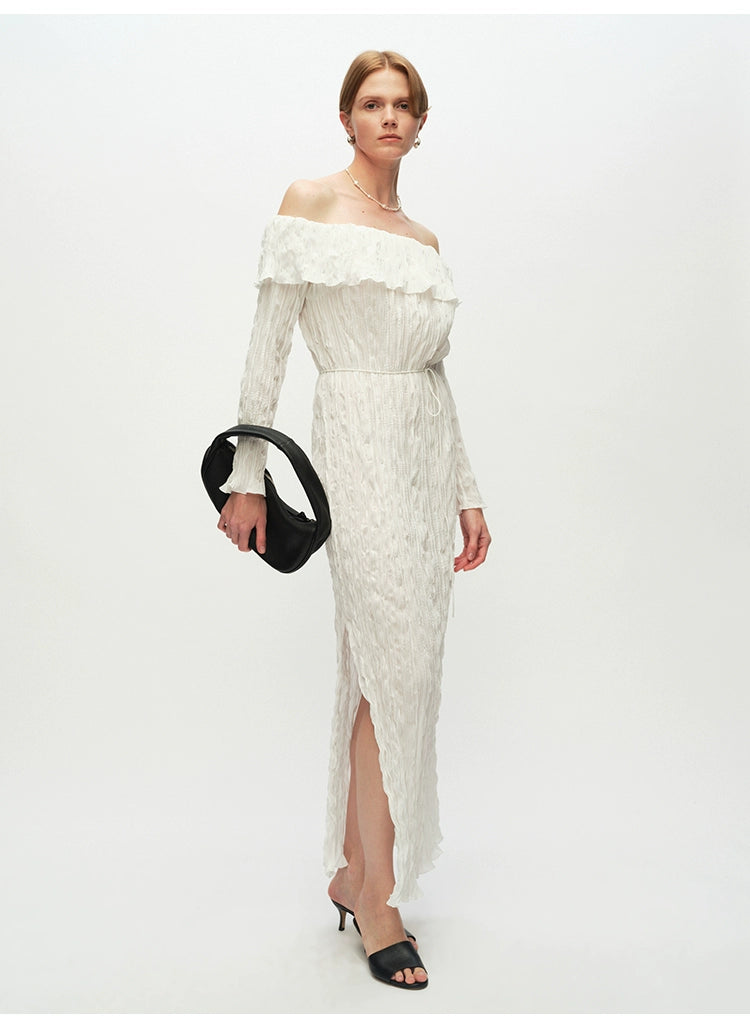 Off Shoulder Long Sleeve Maxi Dress