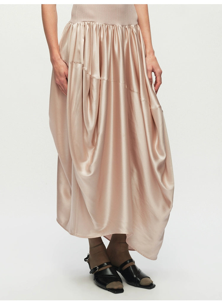 Ribbed Patchwork Silk Sleeveless Dress