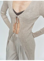 Rib Long Sleeve Cardigan Sweater
