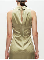 Green Swinging Collar Sleeveless Dress