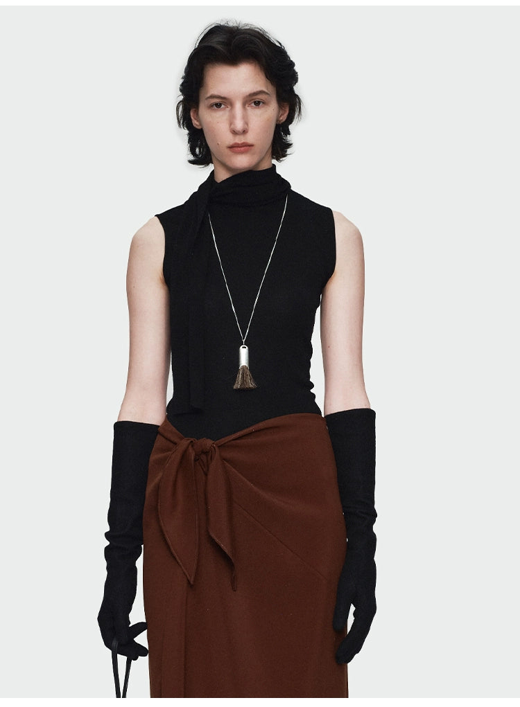 Streamer Collar Knitted Vest Top