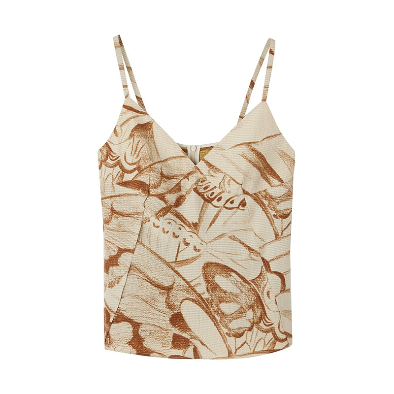 Butterfly Print Suspender Top