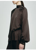 Dark Brown Turtleneck Loose Top