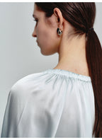 Sky Blue A-shaped Long-sleeved Blouse