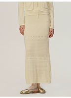 Yellow Straight Knitted Skirt