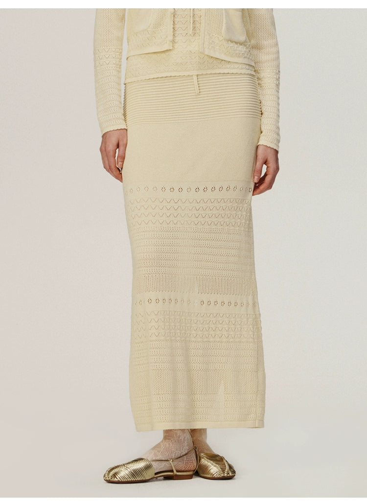 Yellow Straight Knitted Skirt