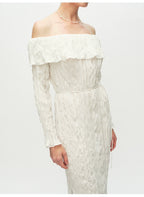 Off Shoulder Long Sleeve Maxi Dress