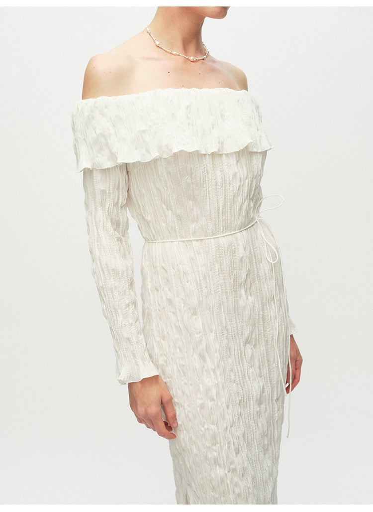 Off Shoulder Long Sleeve Maxi Dress