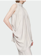 Gray Halter Pleated Top