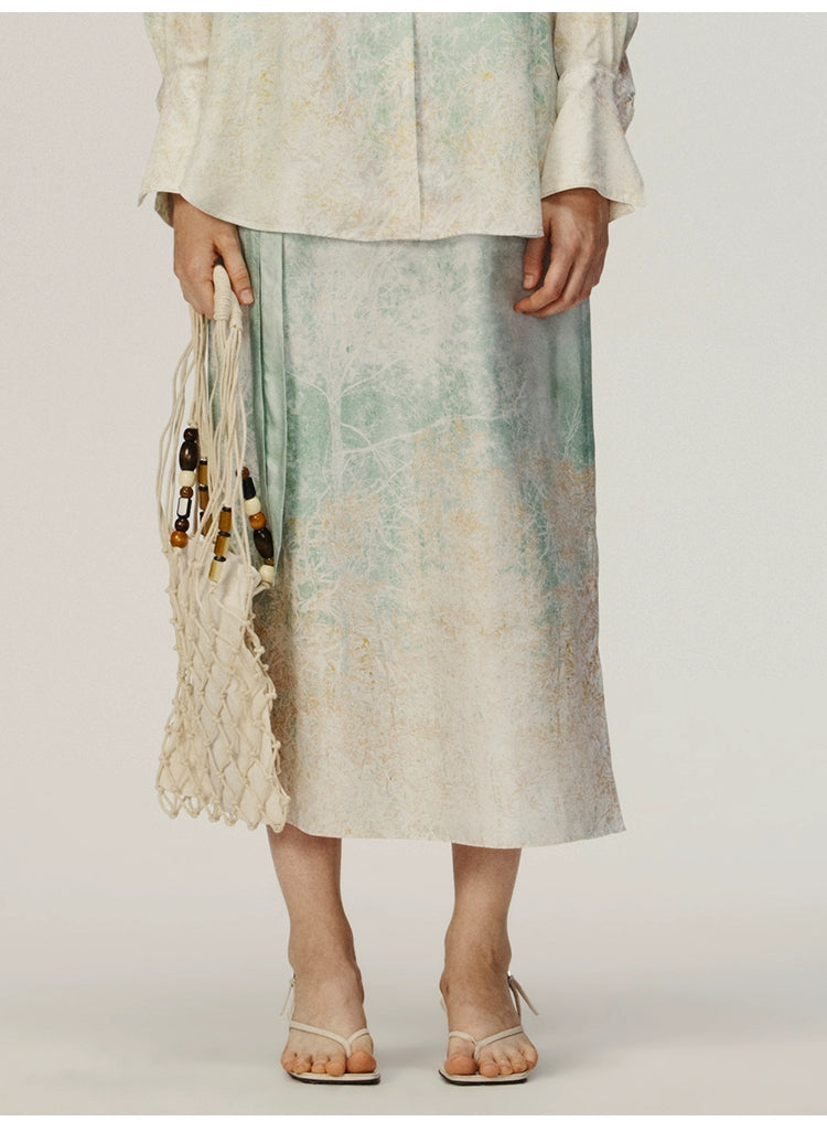 Mint Green Print Tied Skirt
