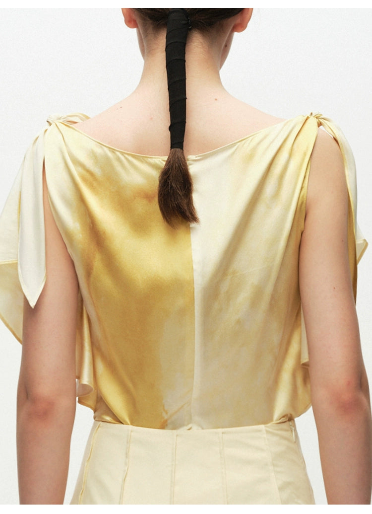 Yellow Printed Ruffled Top