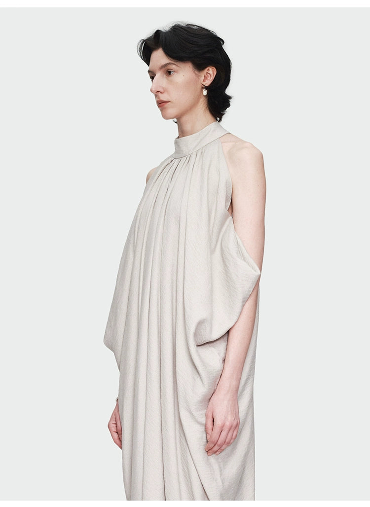 Gray Halter Loose Maxi Dress