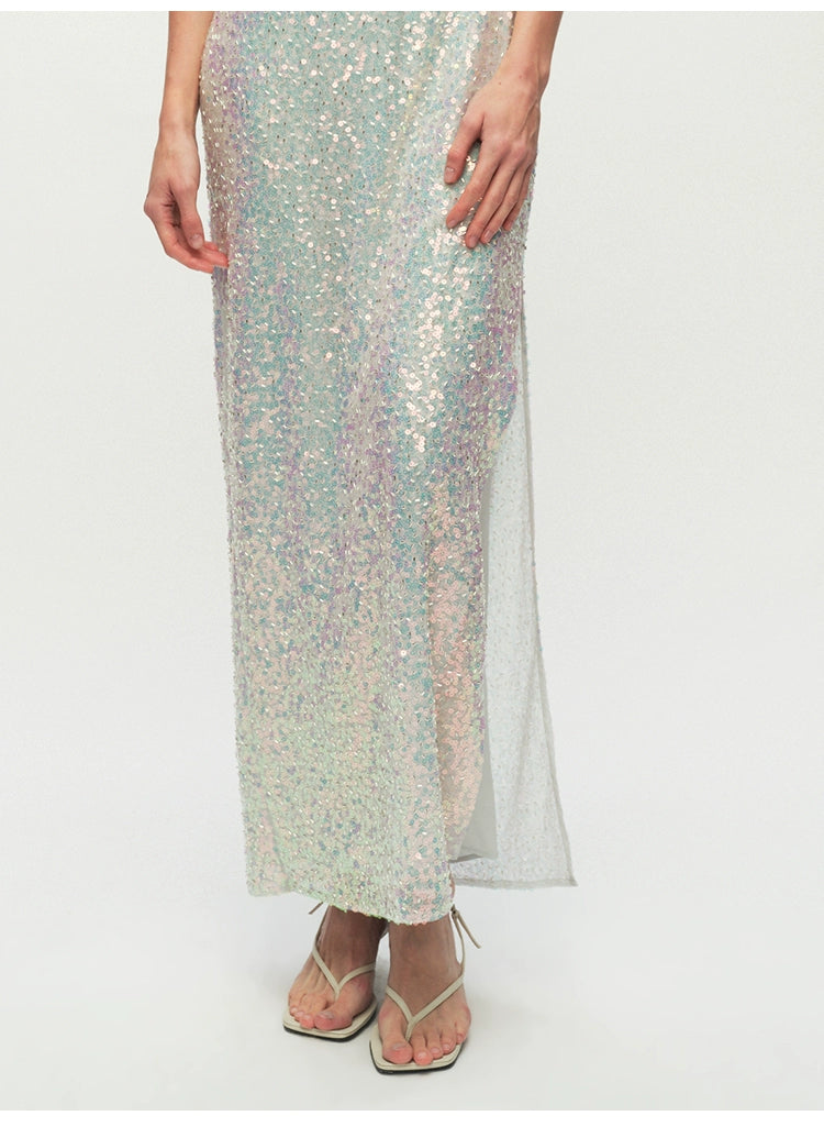 Sequins Halter Open Back Party Dress