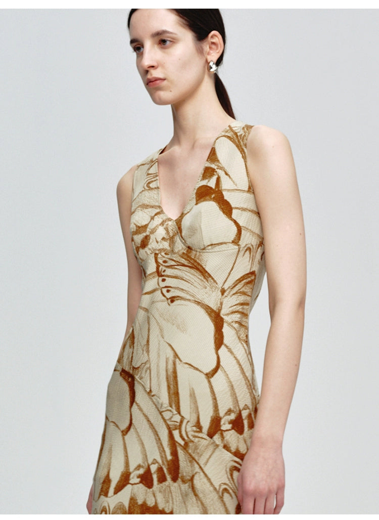 Sleeveless Butterfly Print Dress