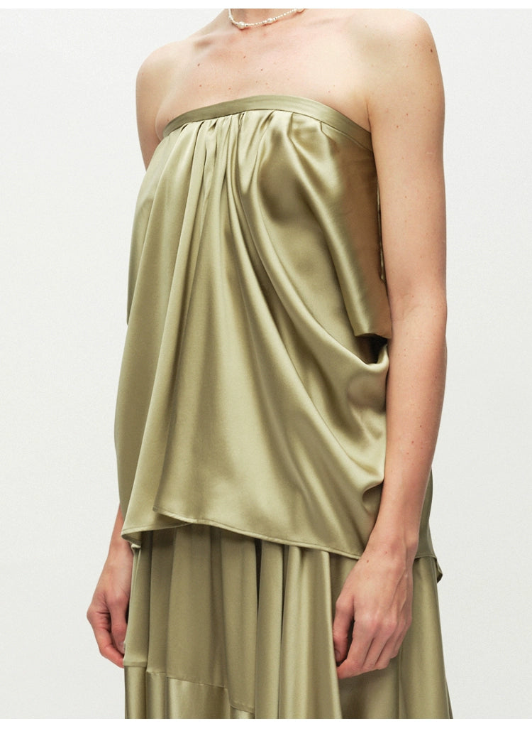Green Drape Tube Top