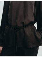 Dark Brown Turtleneck Loose Top