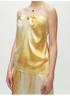 Yellow Printed Hollow Out Tube Top