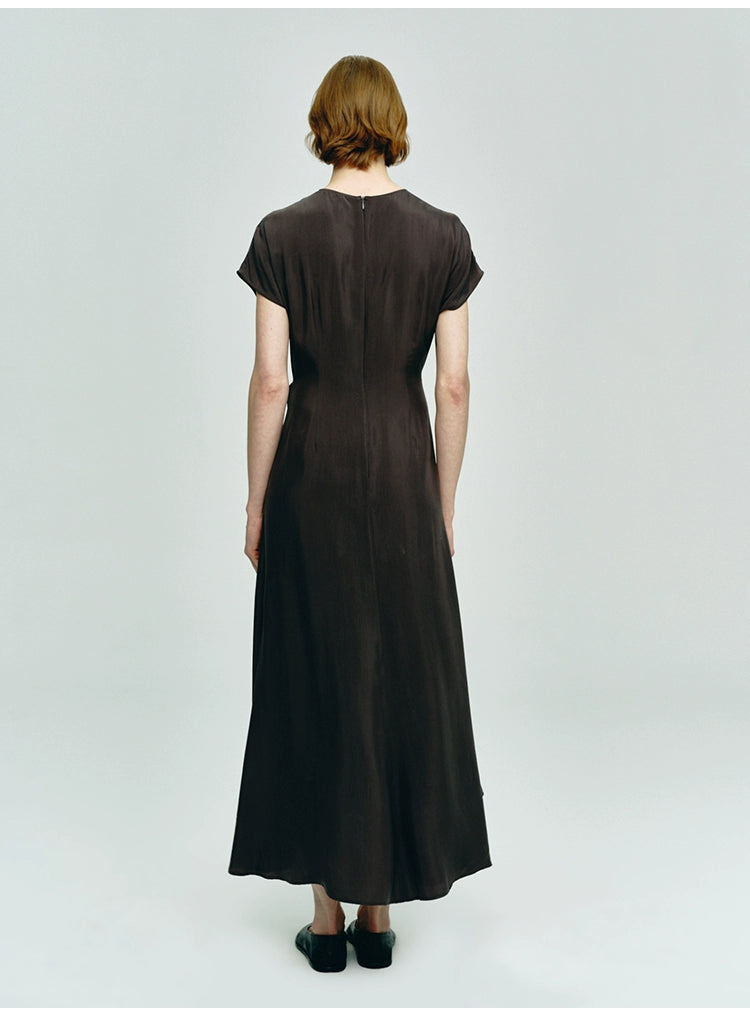 Dark Brown Short-sleeved Dress