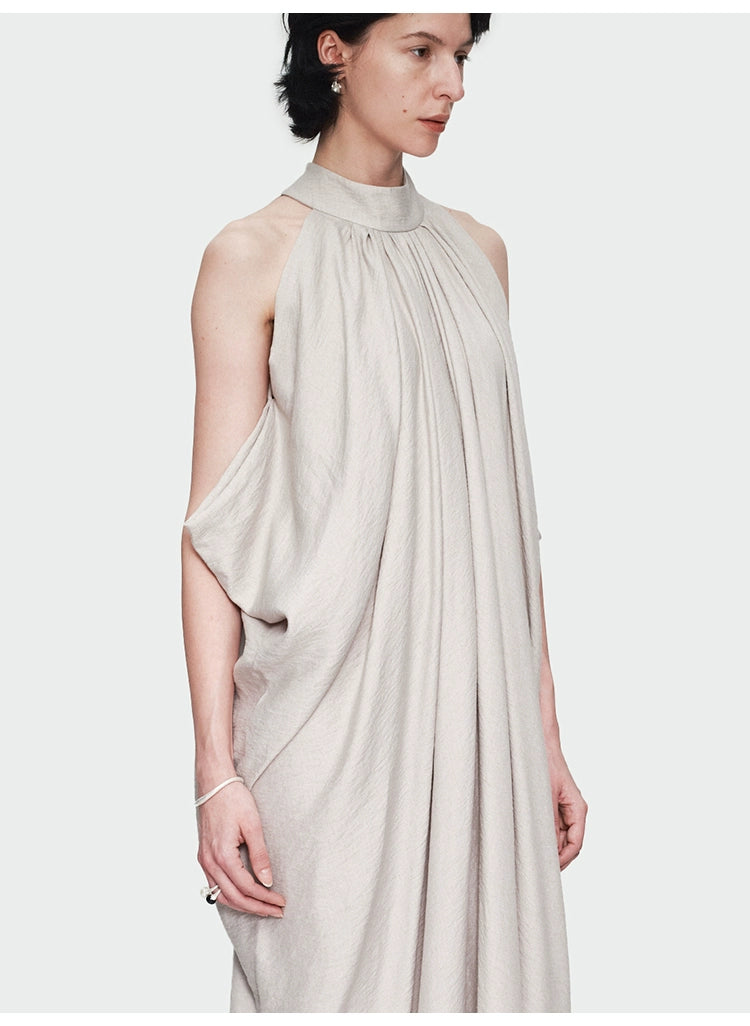 Gray Halter Loose Maxi Dress