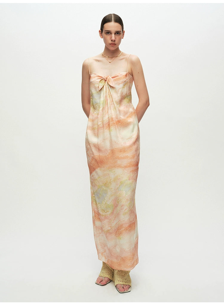 Print Tie Midi Dress