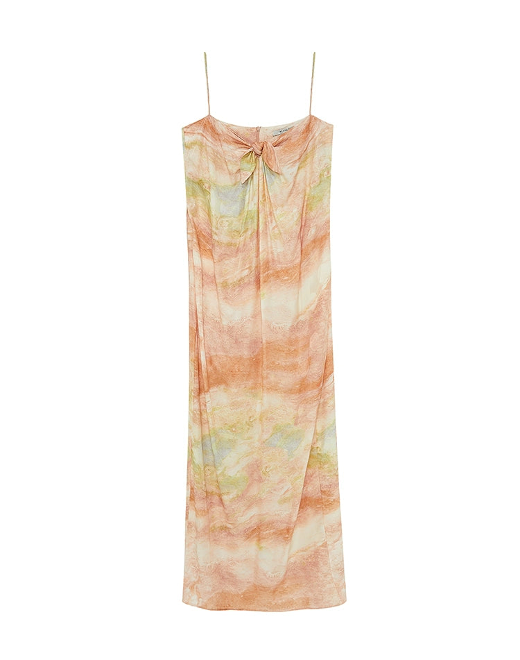 Print Tie Midi Dress