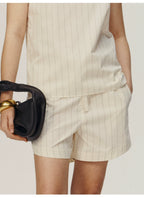 Striped Elastic Loose Shorts