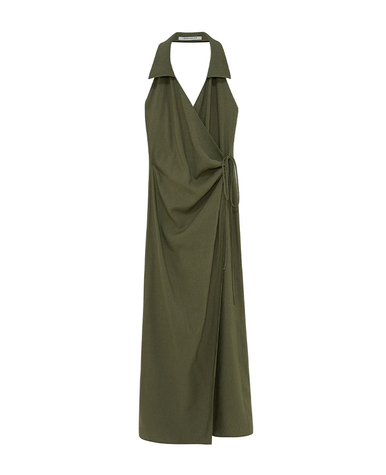 Army green Backless Sleeveless Dress