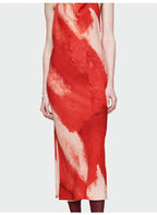 Red Print Backless Dress