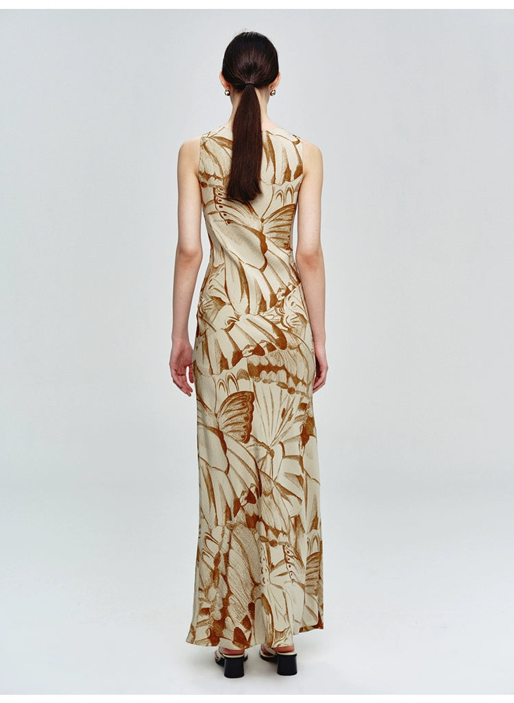Sleeveless Butterfly Print Dress