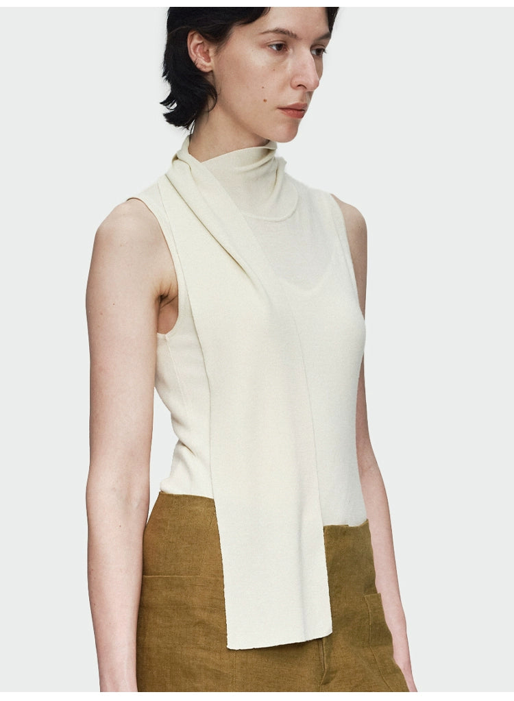 Streamer Collar Knitted Vest Top