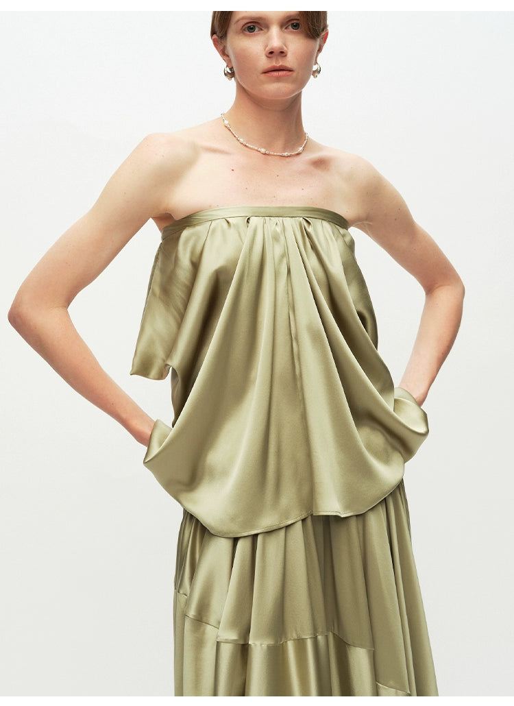 Green Drape Tube Top