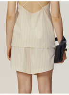 Striped Elastic Loose Shorts