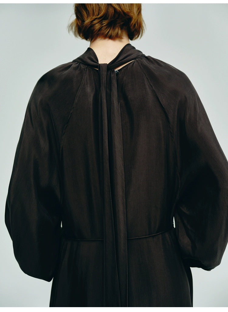 Dark Brown Turtleneck Loose Dress