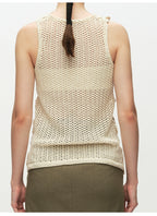 Beige Crochet Hollow Out Vest