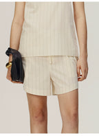 Striped Elastic Loose Shorts