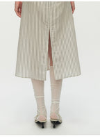 Striped Swing Neck Pleated Dress