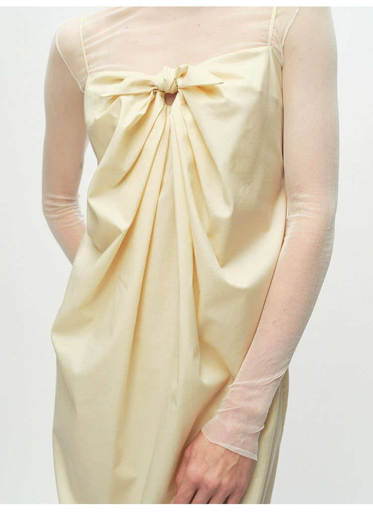 Yellow Tie Knot Suspender Dress