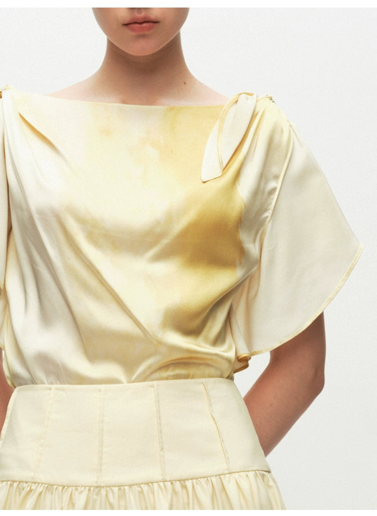 Yellow Printed Ruffled Top