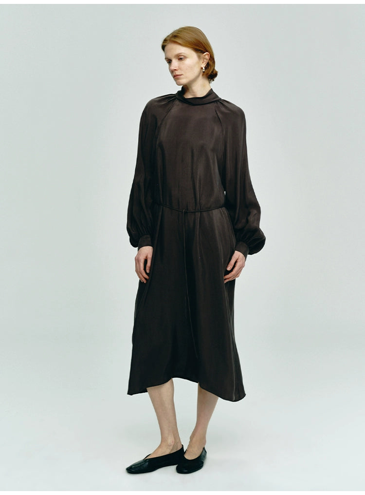 Dark Brown Turtleneck Loose Dress