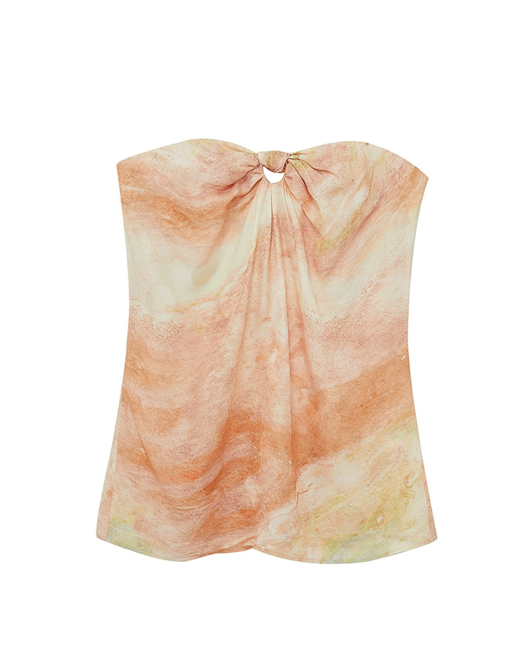 Print Knot Hollow Out Top