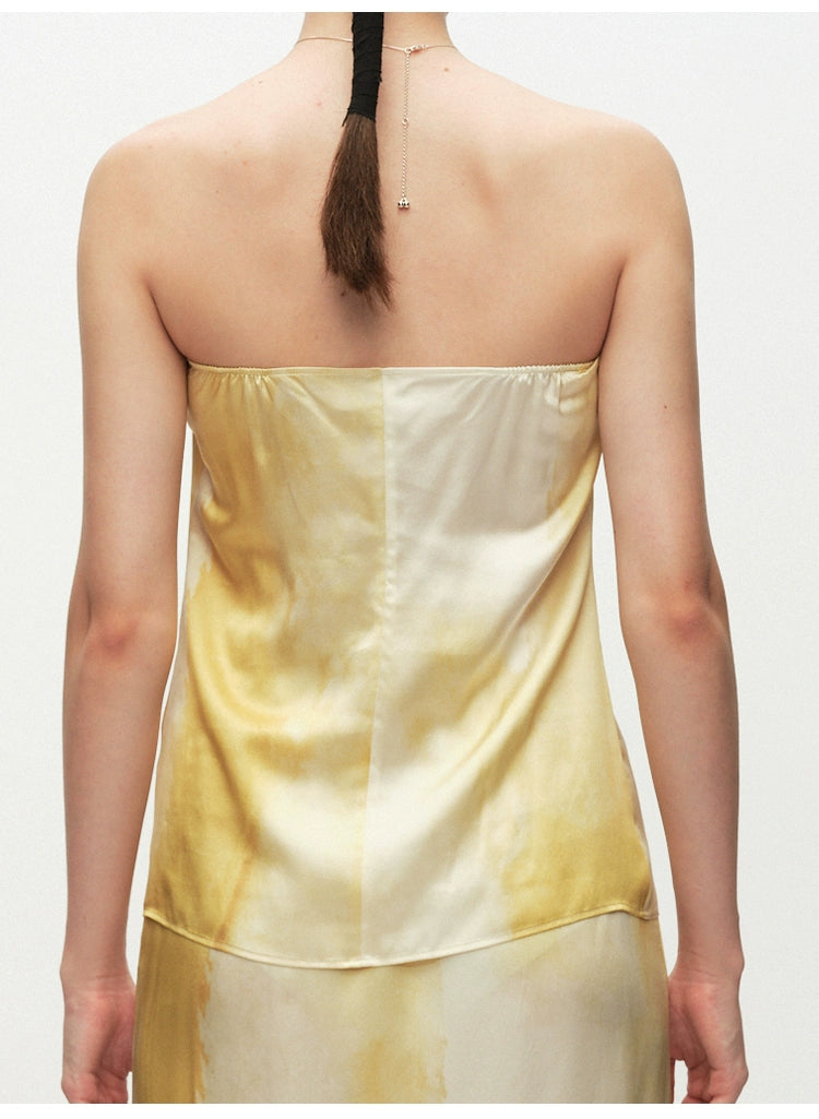 Yellow Printed Hollow Out Tube Top
