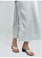 Sky Blue Wavy Tie Knot Ankle Skirt