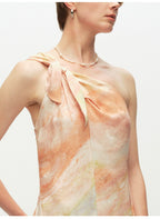 One Shoulder Print A Line Maxi Dress
