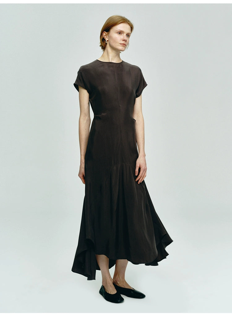 Dark Brown Short-sleeved Dress