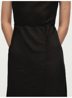 Black Swing Neck Sleeveless Lace-up Dress