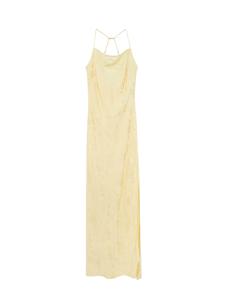 Champagne Jacquard Suspender Dress