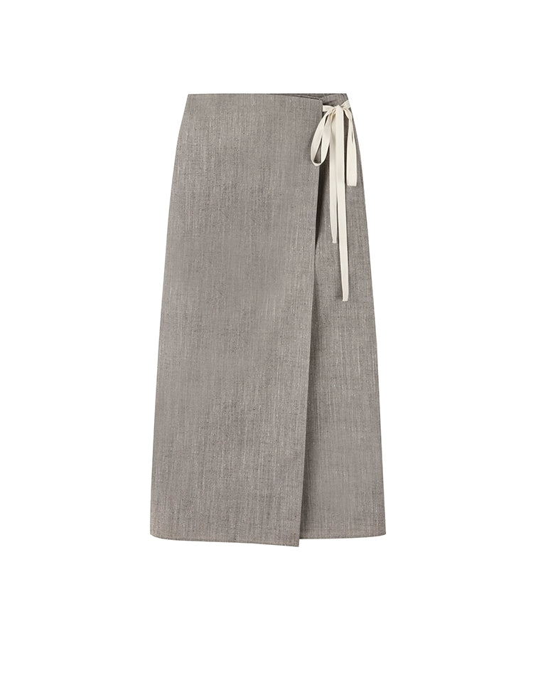 Linen Solid Wrap Skirt