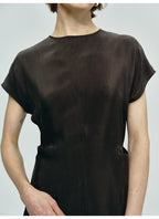 Dark Brown Short-sleeved Dress